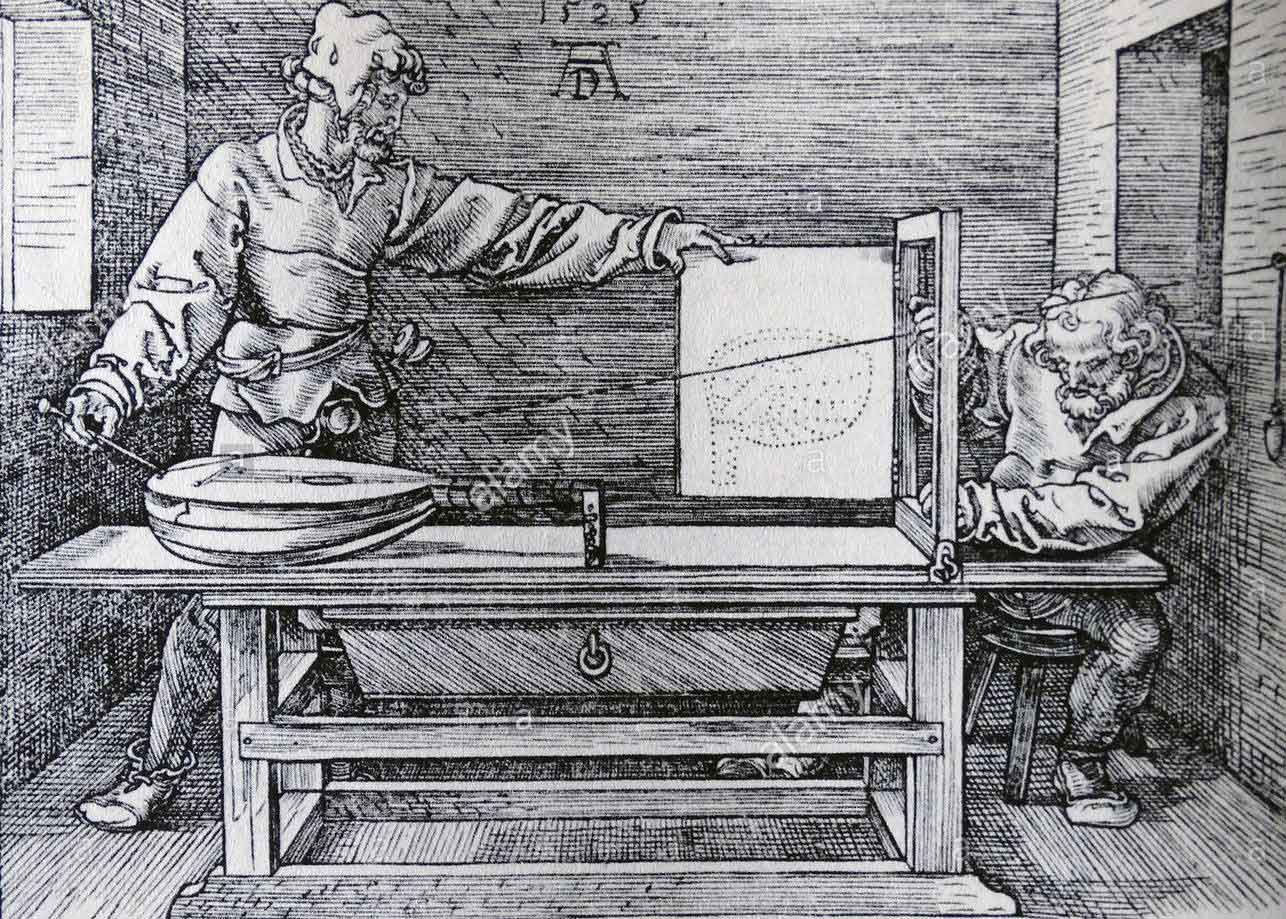 Dibujo, Demostración de perspectiva dibujo de un laúd,  Alberto Durero [1471-1528]