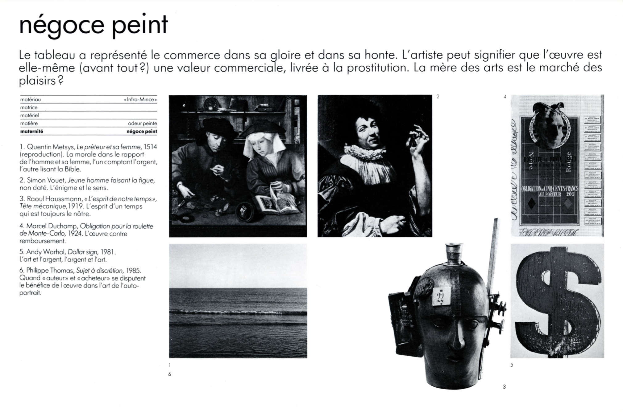 Jean-François Lyotard, “Les Immateriaux Album et Inventaire”, Paris, Centre Pompidou, 1985, p. 105