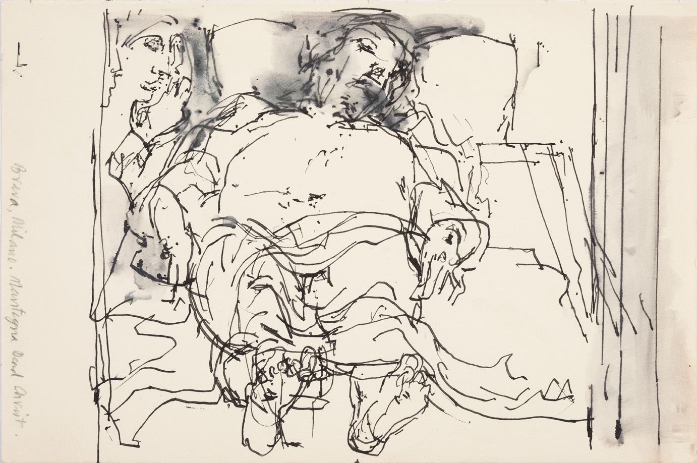 Dibujo a tinta de John Berger inspirado en "El Cristo" de Andrea Mantegna, 2000-2010 © Beverly’s Collection