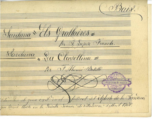 Sardana “La clavellina”, de Feliu Monné, 1908 (instrumentari a l’empordanesa)