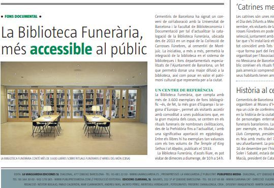 Imatge de l’article publicat a “La Vanguardia” el 26 d’octubre de 2014 