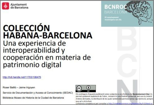 Primera pàgina del document "Colección Habana-Barcelona : una experiencia de interoperabilidad y cooperación en materia de patrimonio digital"