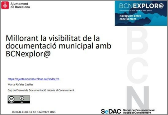 Primera pàgina del document “Millorant la visibilitat de la documentació municipal amb BCNexplor@”