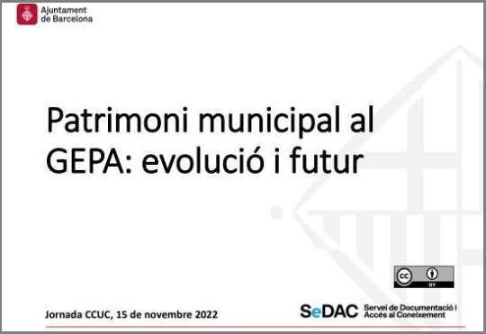 Primera pàgina del document “Patrimoni municipal al GEPA: evolució i futur”