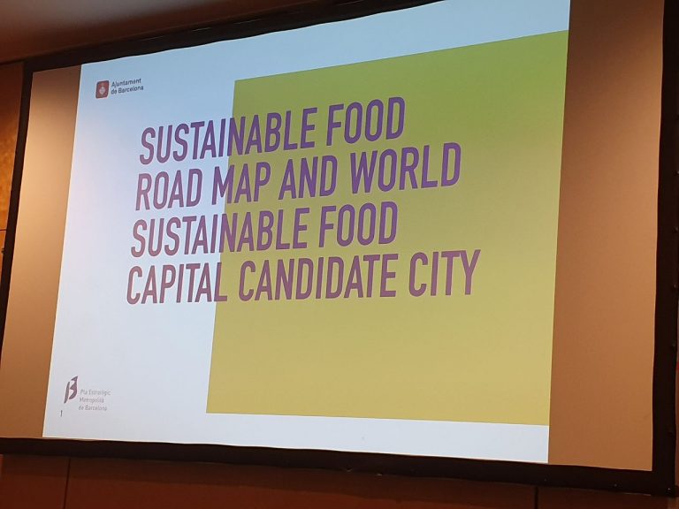 Cartell de presentació de Barcelona com a capital de l'alimentació sostenible el 2021.