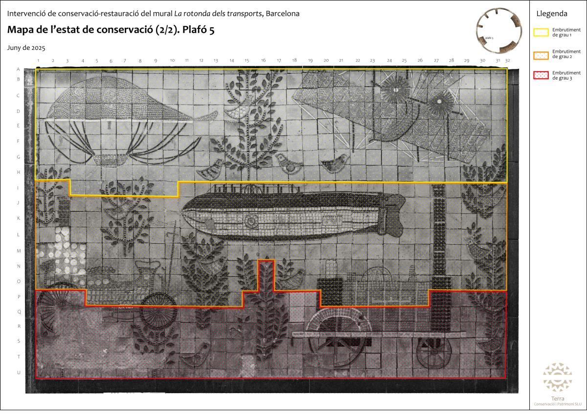 Mapa d'alteracions: grau d'embrutiment. Plafó 5