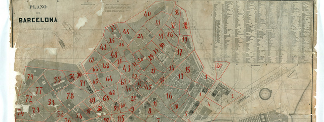 Plano topográfico-geometrico de la ciudad de Barcelona.
Poyecto de reforma general.
Miquel Garriga Roca.1868