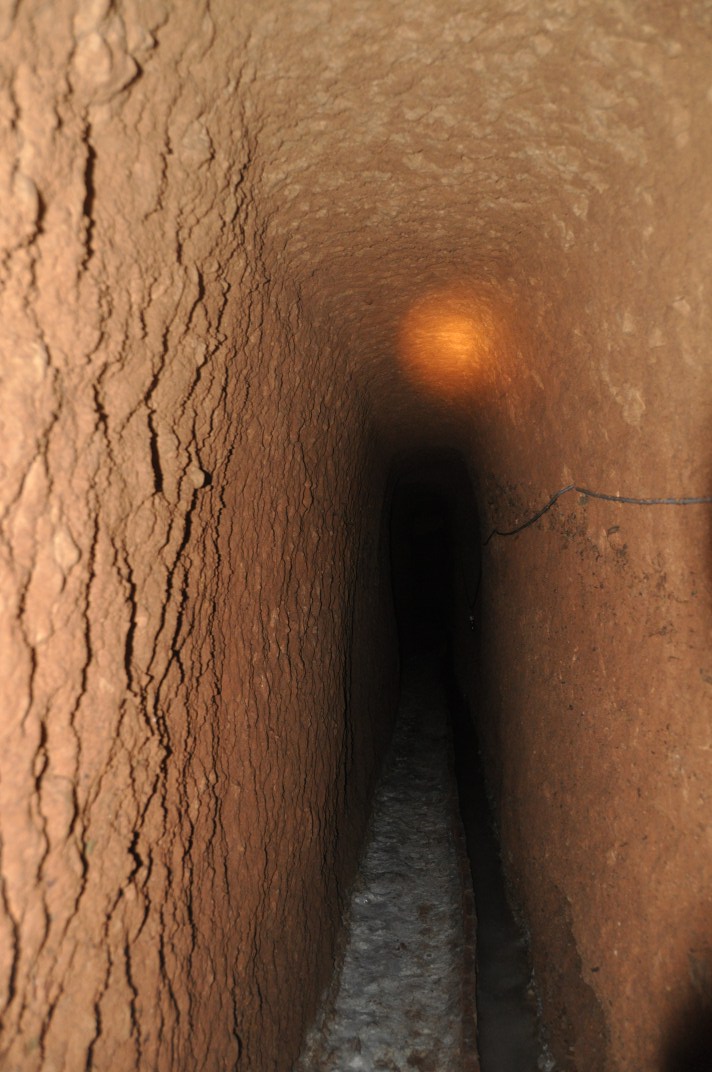 Tram de la mina de Jesús excavat a les argiles. Foto: Servei d'Arqueologia de Barcelona.