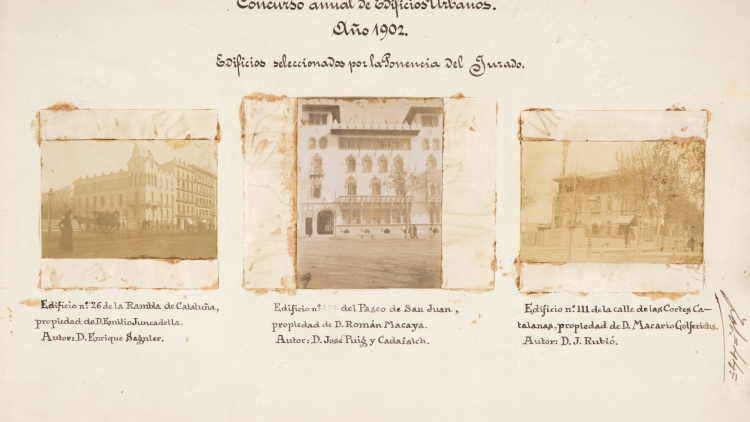 Fotografies dels edificis finalistes del Concurso Anual de Edificios Urbanos de 1902