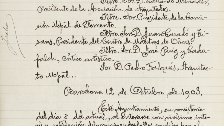 Escrit d’agraïment de l’Ajuntament de Barcelona