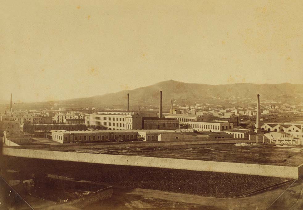 Vista general de la fàbrica de l'Espanya Industrial, 1870-1877. AFB. Heribert Mariezcurrena