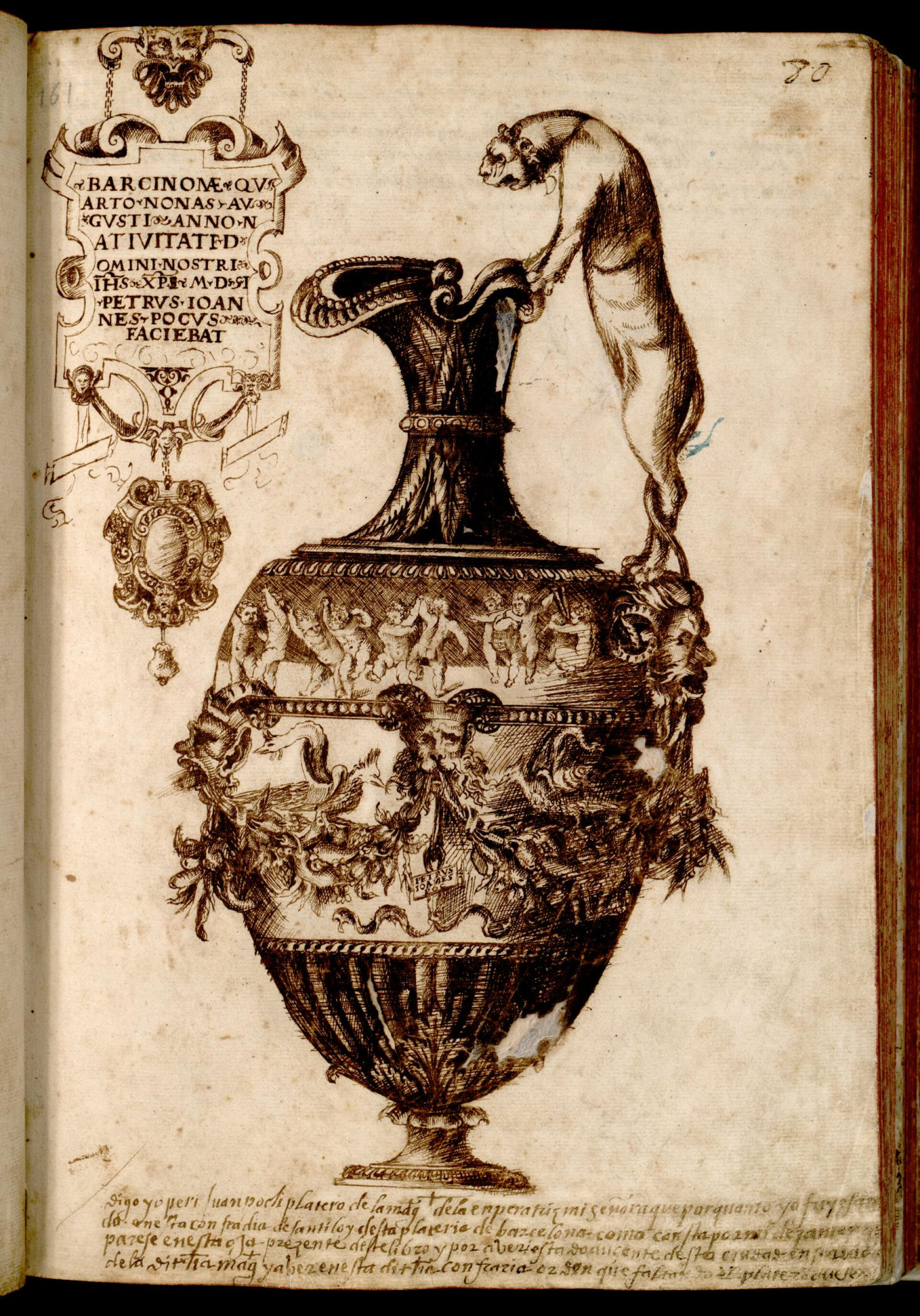 Jarra del platero J. Poch (1551). Lllibre de passanties Volum II (1532- 1629) 