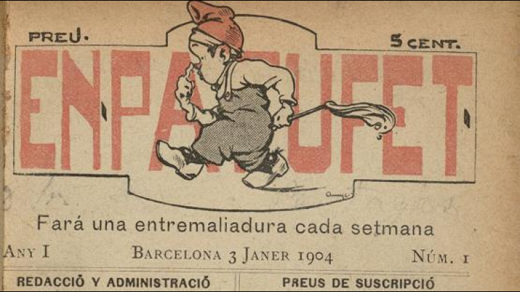 Portada del número 1 de la revista infantil En Patufet, del 3 de gener de 1904