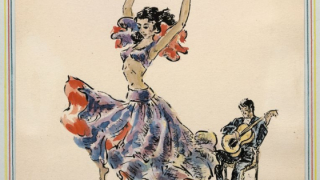 La Chunga ballant Morizca. Dibuix del Fons Ramon Aulina de Mata i de Pinós. AHCB3-506/5D125