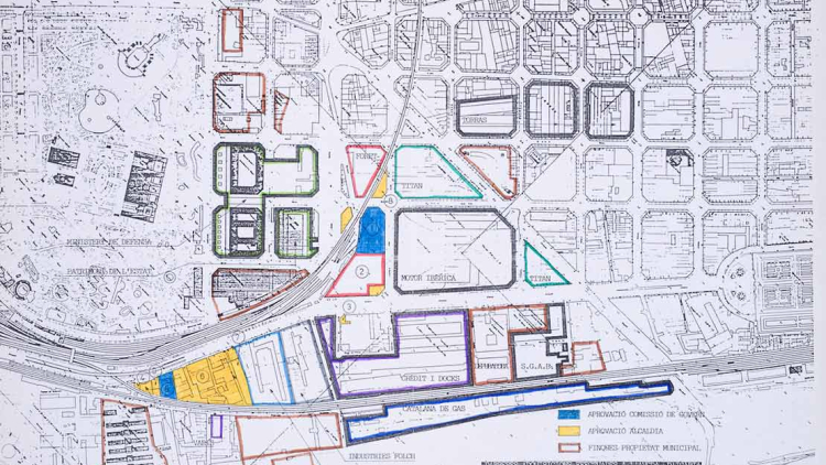 Plànol dels terrenys per a la construcció de la Vila Olímpica. AMCB