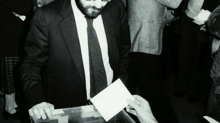 Narcís Serra voting in the municipal elections held on 3 April 1979.