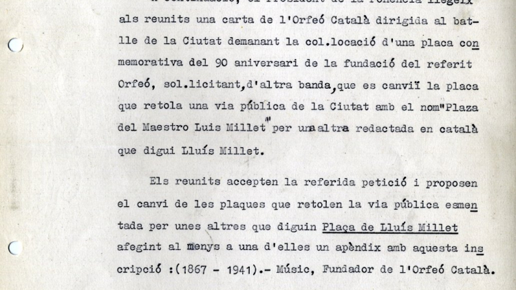 Minutes of the committee for changing street names meeting on 3 June 1981, which approved the permanent change of Calle Mayor de Gracia to Carrer Gran de Gràcia. The initiative to change the name came from the District VIII Municipal Council itself.