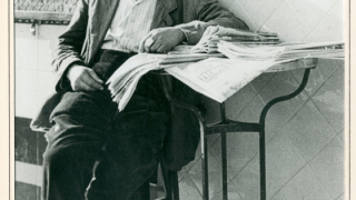 Bartolo, popular seller of newspapers in Horta, Emili Reguant, 1953. Jaume Caminal Collection. AMDHG. 