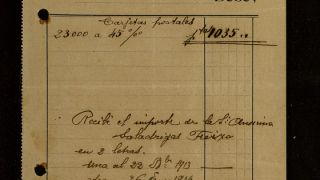 Factura pagada a Lucien Roisin, per la realització de 23.000 postals, 1913. Fons Saladrigas Freixa. AMDSM. 