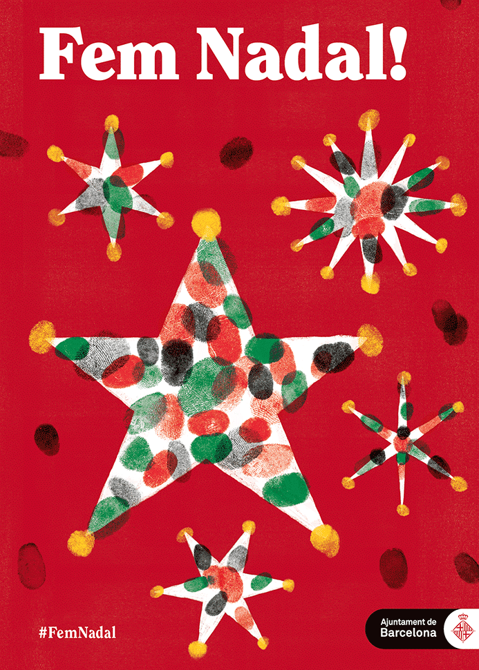 Cartell de la campanya de Nadal de l’Ajuntament de Barcelona del 2018 amb el text: Fem Nadal!