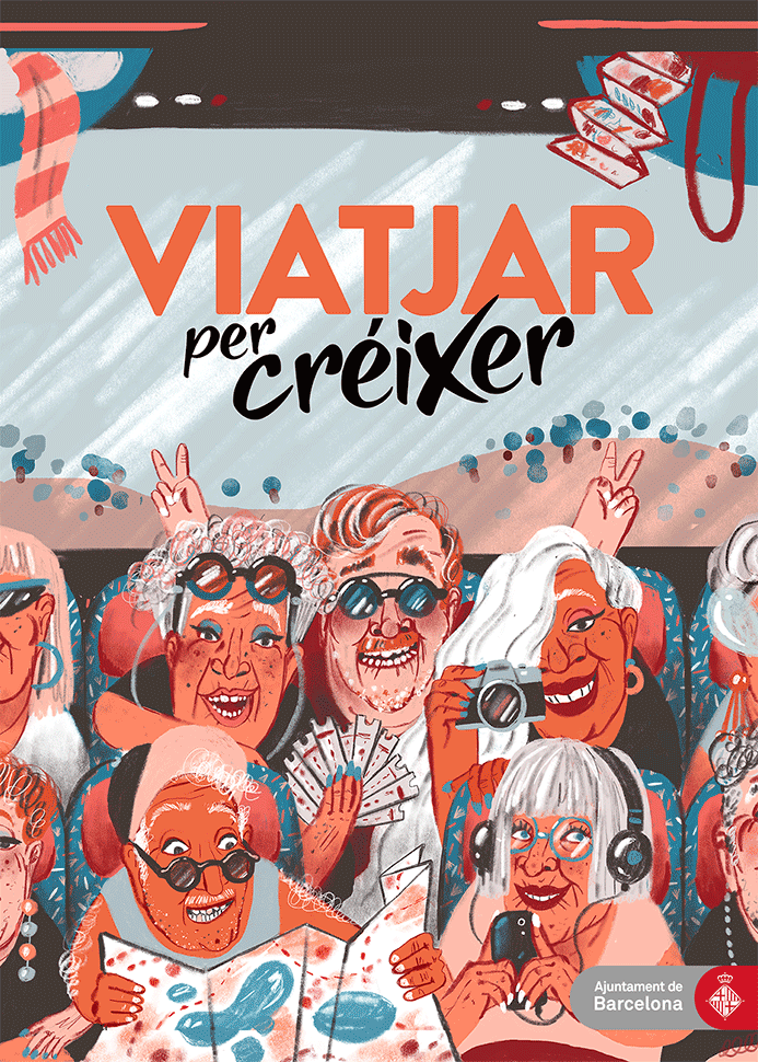 Campaña de viajes para las personas mayores con el texto "Viatjar per créixer" (viajar para crecer).