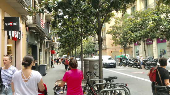 Gran de Gràcia Street, one of the commercial hubs in Gracia District.