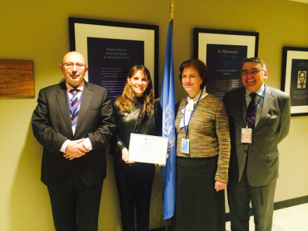 La regidora Irma Rognoni en la sede de la Asamblea General de las Naciones Unidas de Nueva York