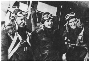 From left to right, Paulina Osipenko, Valentina Grizodubova and Marina Raskova.