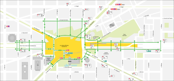 Mobilitat a peu i en transport públic a Glòries