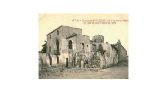 antiga església d'Horta, un dels darrers edificis cremats durant els fets de juliol de 1909