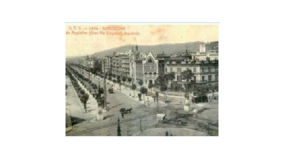 El carrer d'Argüelles (Diagonal) amb l'encreuament del pg. de Gràcia