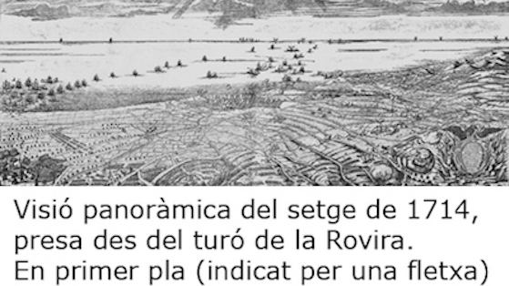 Visió panoràmica del setge de 1714, presa des del turó de la Rovira