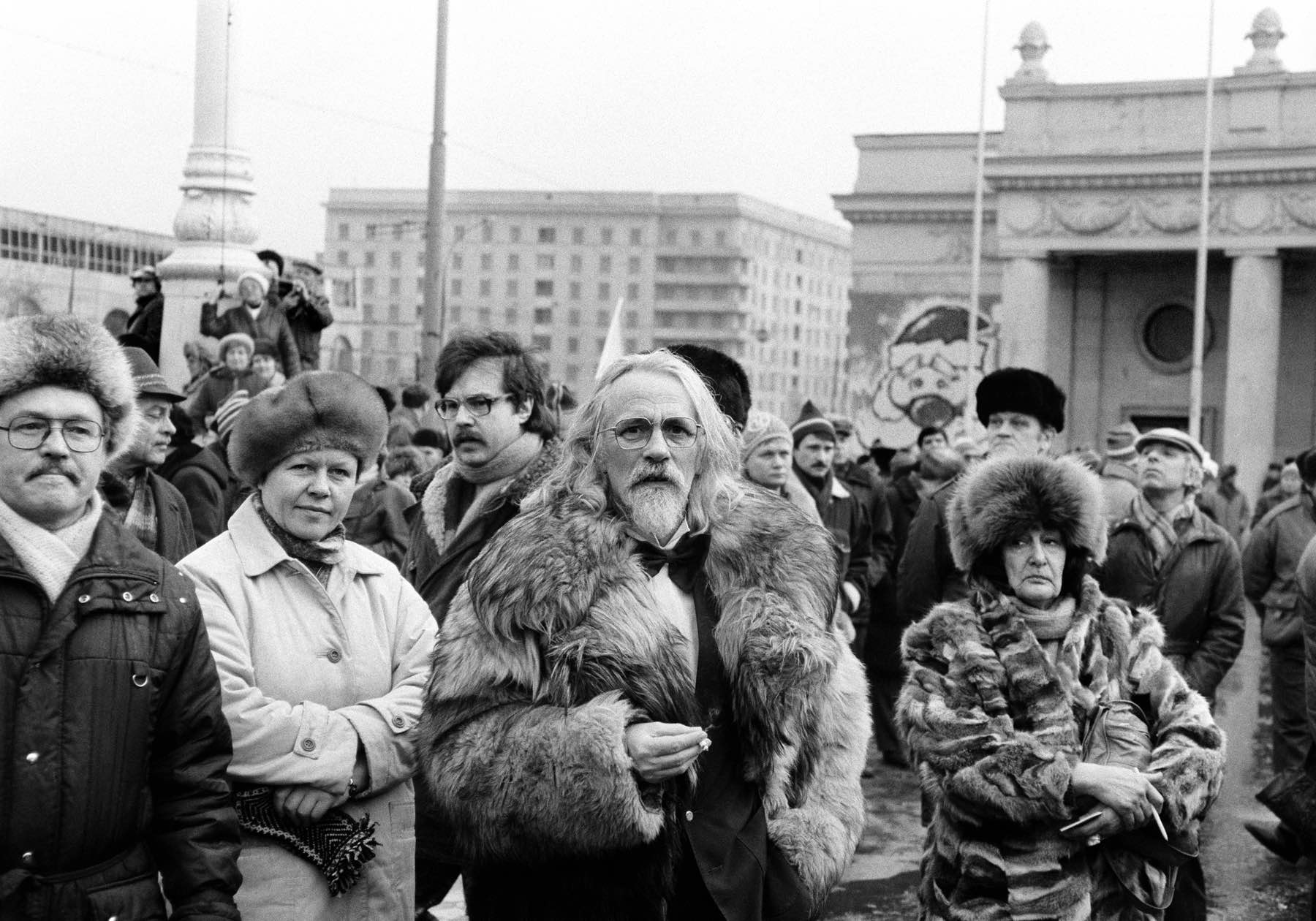 Moscow, 1990-1991. Demonstration beside Gorky Park