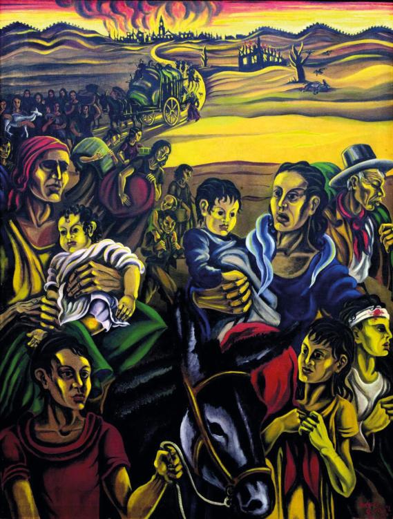 "Evacuación2 [Evacuation], work exhibited in the Pavilion of the Spanish Republic at the Paris Universal Exposition (1937). Museu Nacional d'Art de Catalunya, deposit from Gabriel Gómez Plana, 2003