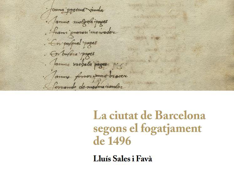 Fragment portada 'La ciutat de Barcelona segons el fogatjament de 1496'