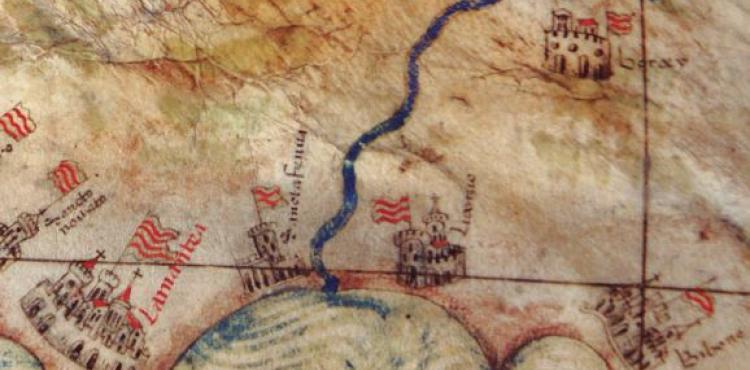 Detall del Regne de Nàpols al mapa d’Itàlia de Bartolomeo Pareto, 1457. Arxiu Històric Provincial de Bizkaia