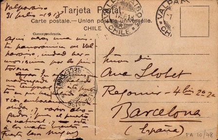 Postal escrita per Miquel Llobet des de Xile