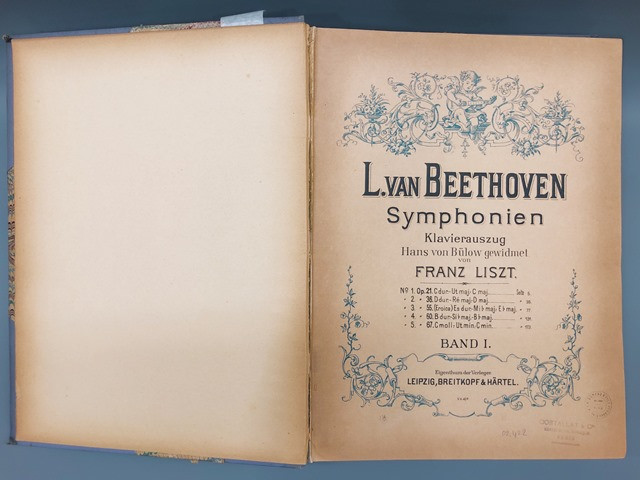 Portada de les simfonies de Beethoven transcrites per Liszt, al Fons Albéniz