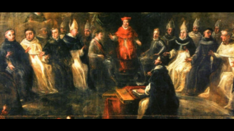 Sessió del Concili de Trento (autor: Juan Zabalo), principis del segle XVIII. Oli sobre llenç, 124 x 266 cm, Borja (Saragossa), Museu de la Col·legiata de Santa Maria