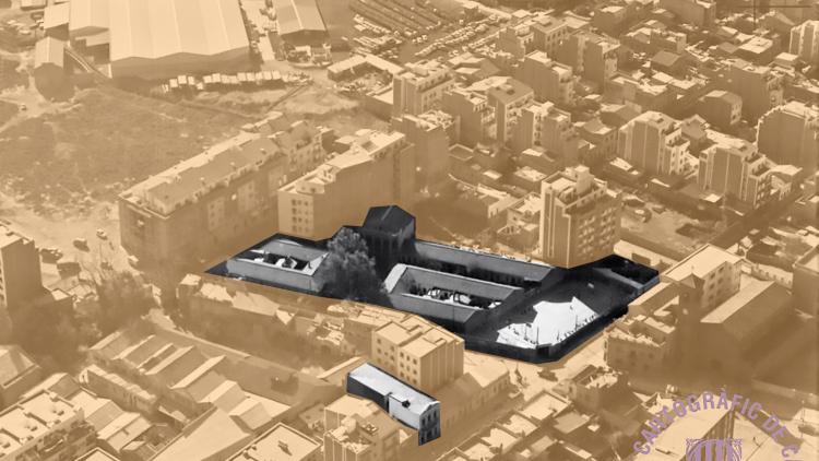 Imatge aeria del Bon Pastor amb edificis destacats