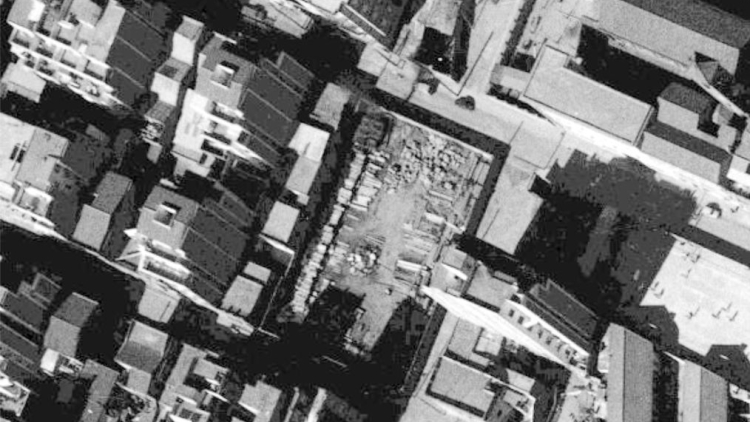 Vista aérea de la plaza Félix Rodríguez de la Fuente el 1970