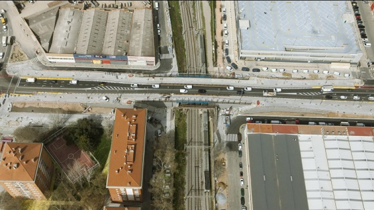 El pont de Santander, en la seva configuració actual a vol d'ocell